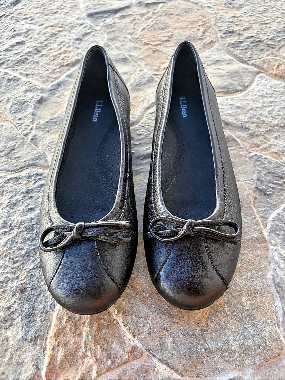 L.L.Bean Black Bow Ballet Flats